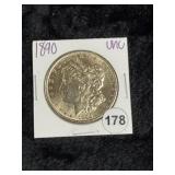1890 UNC Morgan Silver Dollar Coin