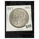 1897 UNC Morgan Silver Dollar Coin