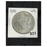 1890 UNC Morgan Silver Dollar Coin