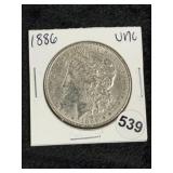 1886 UNC Morgan Silver Dollar Coin