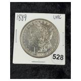 1889 UNC Morgan Silver Dollar Coin