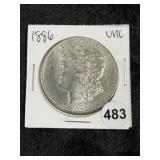 1886 UNC Morgan Silver Dollar Coin