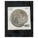1890 UNC Morgan Silver Dollar Coin