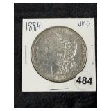 1884 UNC Morgan Silver Dollar Coin