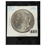 1882 UNC Morgan Silver Dollar Coin