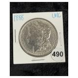 1888 UNC Morgan Silver Dollar Coin