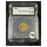 1910 ICG - Genuine $2 & 1/2 Dollar Coin
