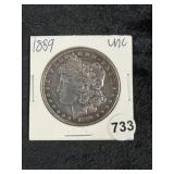 1889 UNC Morgan Silver Dollar Coin