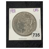 1900 UNC Morgan Silver Dollar Coin