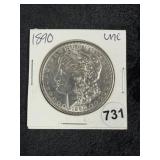 1890 UNC Morgan Silver Dollar Coin