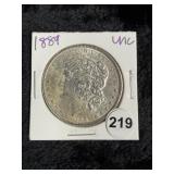 1889 UNC Morgan Silver Dollar Coin