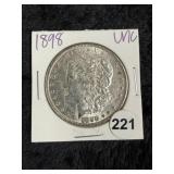 1898 UNC Morgan Silver Dollar Coin