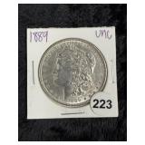 1889 UNC Morgan Silver Dollar Coin