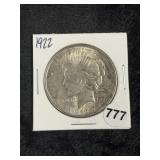 1922 Peace Silver Dollar Coin