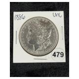 1886 UNC Morgan Silver Dollar Coin