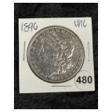 1896 UNC Morgan Silver Dollar Coin