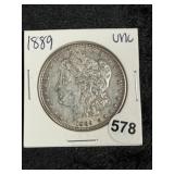 1889 UNC Morgan Silver Dollar Coin