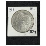 1884 UNC Morgan Silver Dollar Coin