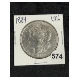 1884 UNC Morgan Silver Dollar Coin
