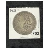 1921 S Morgan Silver Dollar Coin
