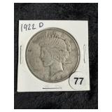 1922 D Peace Silver Dollar Coin
