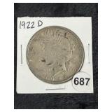 1922 D Peace Silver Dollar Coin