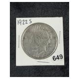 1922 S Peace Silver Dollar Coin