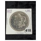 1921 UNC Morgan Silver Dollar Coin