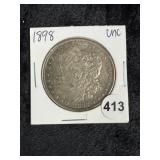 1898 UNC Morgan Silver Dollar Coin
