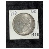 1896 UNC Morgan Silver Dollar Coin
