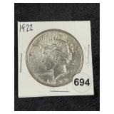 1922 Peace Silver Dollar Coin