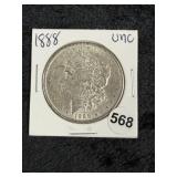 1888 UNC Morgan Silver Dollar Coin