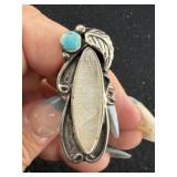 Leaf with Mother of Pearl Turquoise Ring size 8.5