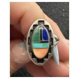 Navajo Sterling Multi Colored Stones Ring size 7