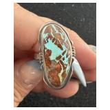 Turquoise South West Sterling Marked Ring size 8