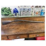 Powell Double Barrel with Hammers Antique Shotgun.