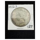 1922 S Peace Silver Dollar Coin