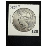 1922 S Peace Silver Dollar Coin