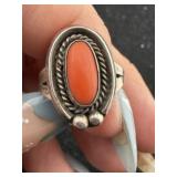 Navajo Red Coral Ring size 5
