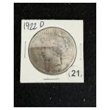 1922 D Peace Silver Dollar Coin