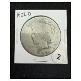 1922 D Peace Silver Dollar Coin