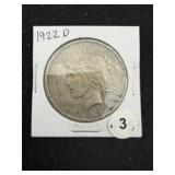 1922 D Peace Silver Dollar Coin