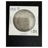 1921 D Morgan Silver Dollar Coin