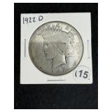 1922 D Peace Silver Dollar Coin