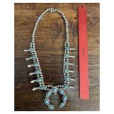 Sterling and Turquoise Squash Blossom Necklace. Ve