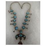 Sterling and Turquoise Squash Blossom Necklace. Ve