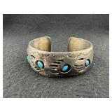 Navajo Turquoise Sterling Cuff Bear Paw