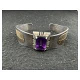 Native American Cuff marked CS Sterling 12KT