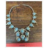Sterling and Turquoise Squash Blossom Necklace. Ve