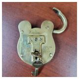 FEDERAL USN  OLD ENGLISH BRASS PADLOCK W/KEY